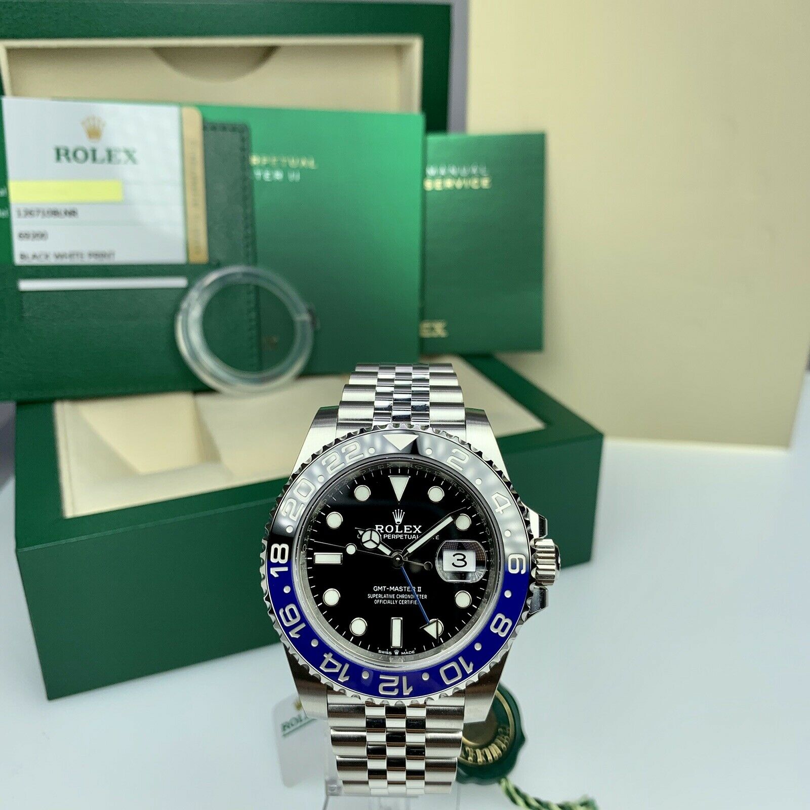 2019 Rolex GMT Master II 126719BLNR Batman With Box And Card Stickers Unworn
