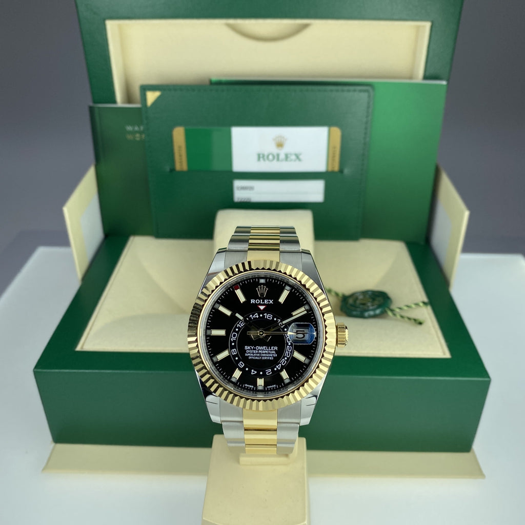 2019 Rolex Sky Dweller  326933 2 Tone 18K Black Dial UNWRON Box & Card