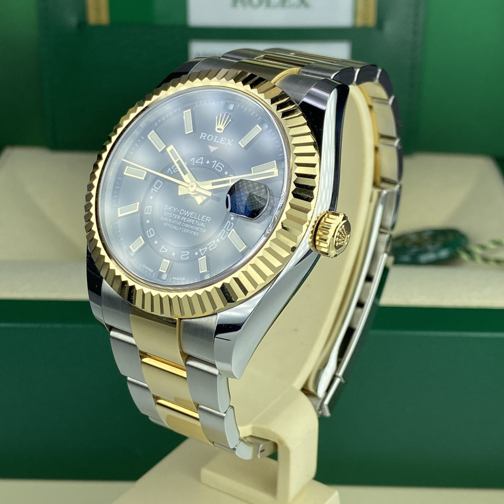 2019 Rolex Sky Dweller  326933 2 Tone 18K Black Dial UNWRON Box & Card
