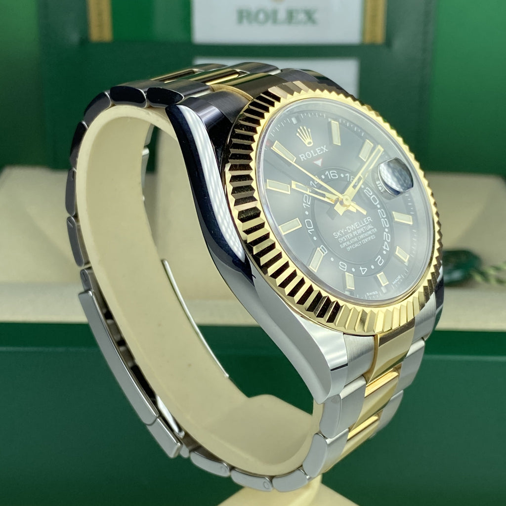 2019 Rolex Sky Dweller  326933 2 Tone 18K Black Dial UNWRON Box & Card
