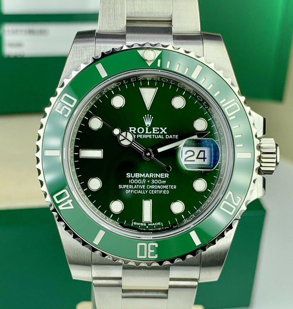 2019 Unworn Rolex 116610LV Submariner Anniversary Hulk Full Stickers Box & Card