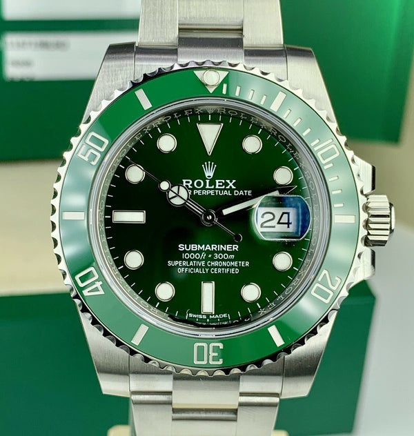 2019 Unworn Rolex 116610LV Submariner Anniversary Hulk Full Stickers Box & Card