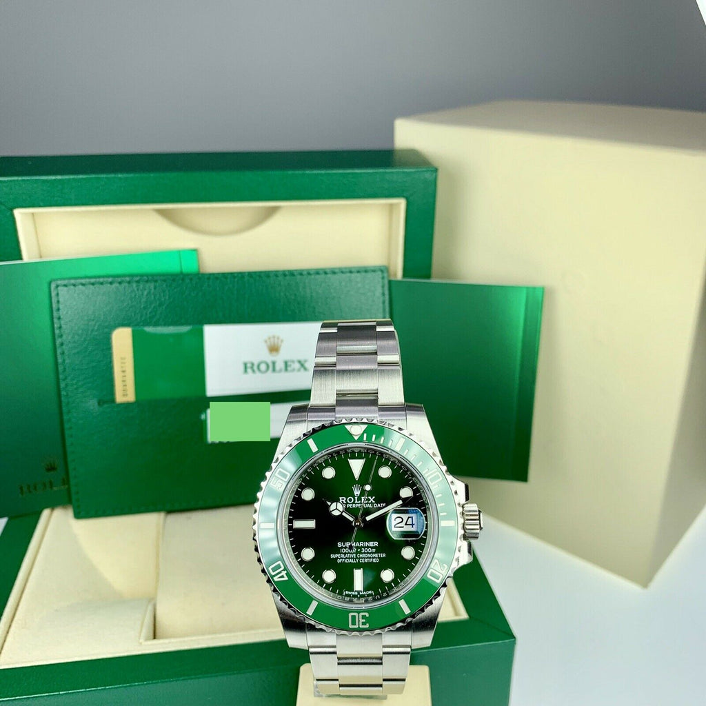 2019 Unworn Rolex 116610LV Submariner Anniversary Hulk Full Stickers Box & Card