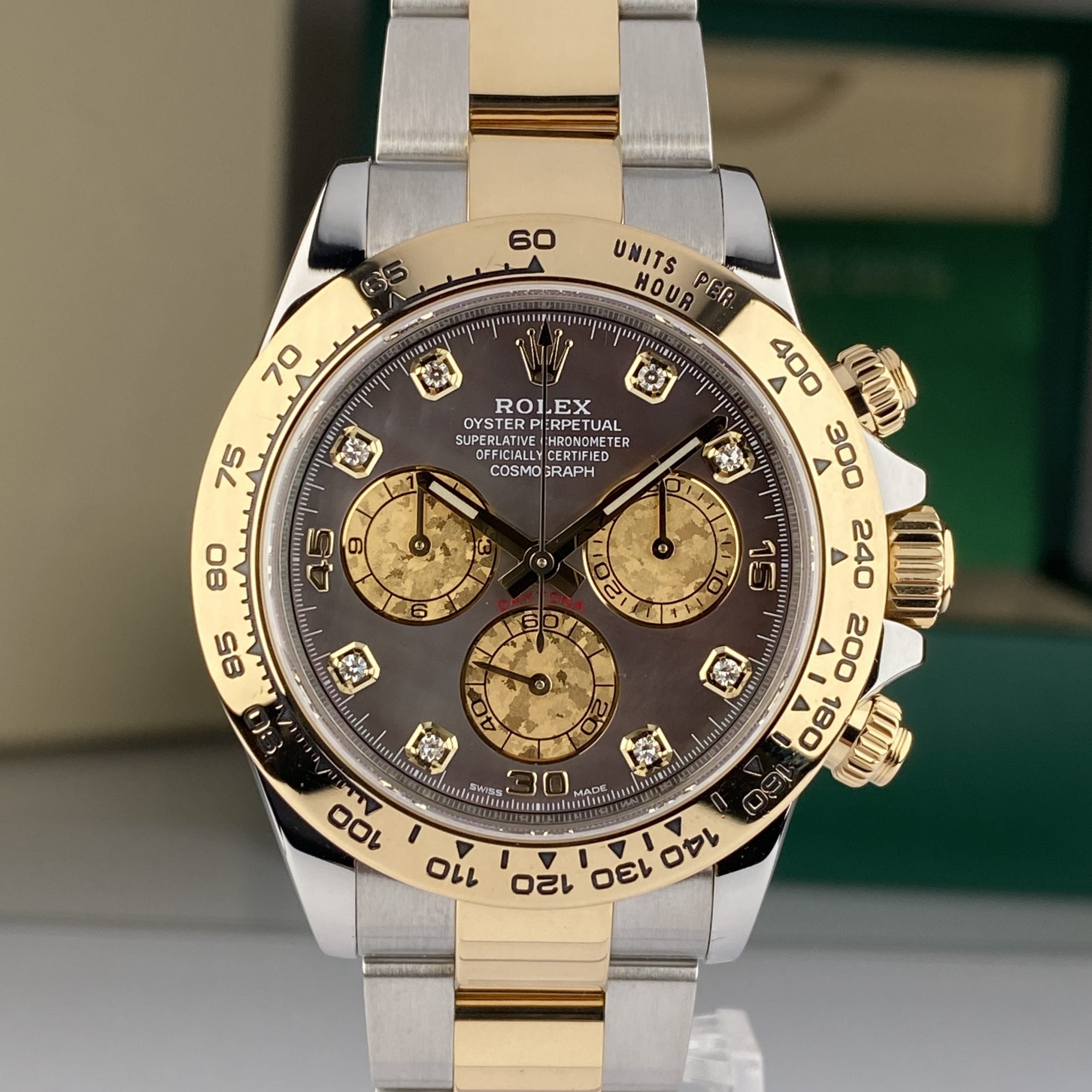 2020 Rolex Daytona 116503 Steel & Gold Factory Black Mother of Pearl MOP Diamonds Tahitian Dial