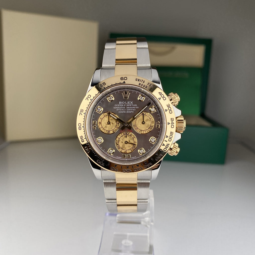 2020 Rolex Daytona 116503 Steel & Gold Factory Black Mother of Pearl MOP Diamonds Tahitian Dial