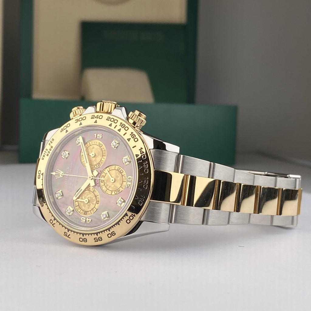 2020 Rolex Daytona 116503 Steel & Gold Factory Black Mother of Pearl MOP Diamonds Tahitian Dial