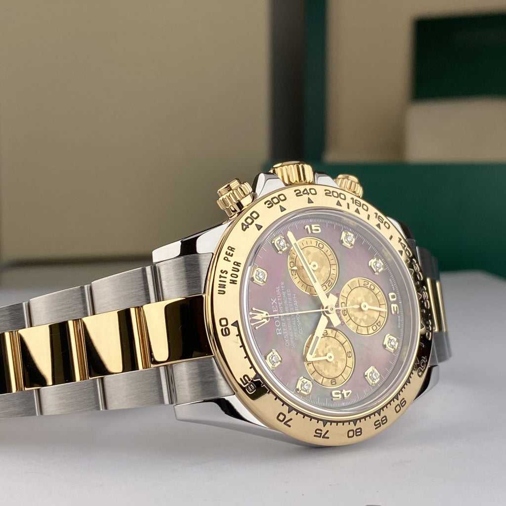 2020 Rolex Daytona 116503 Steel & Gold Factory Black Mother of Pearl MOP Diamonds Tahitian Dial