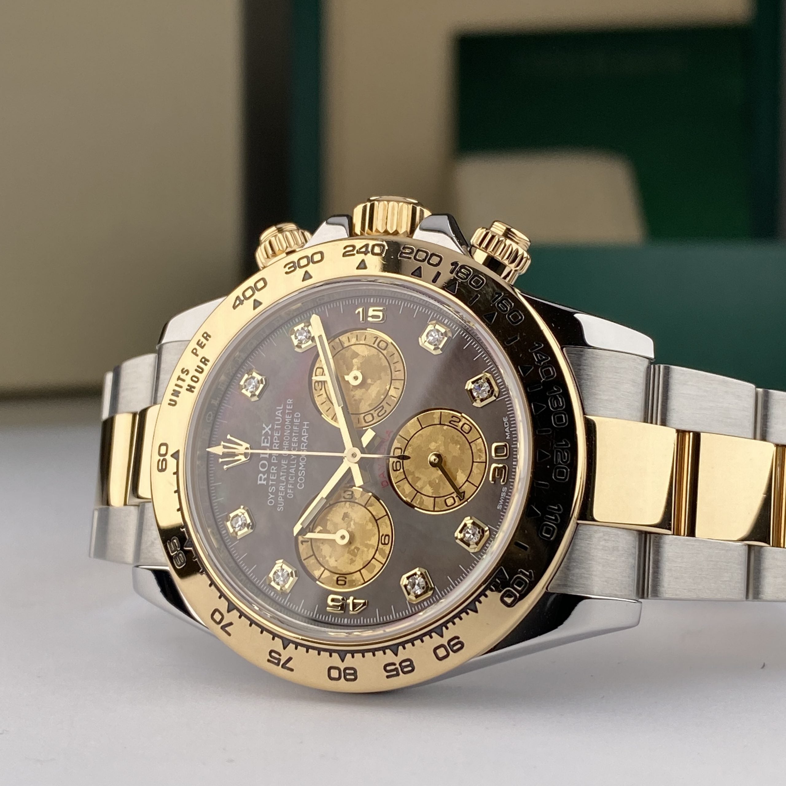 2020 Rolex Daytona 116503 Steel & Gold Factory Black Mother of Pearl MOP Diamonds Tahitian Dial