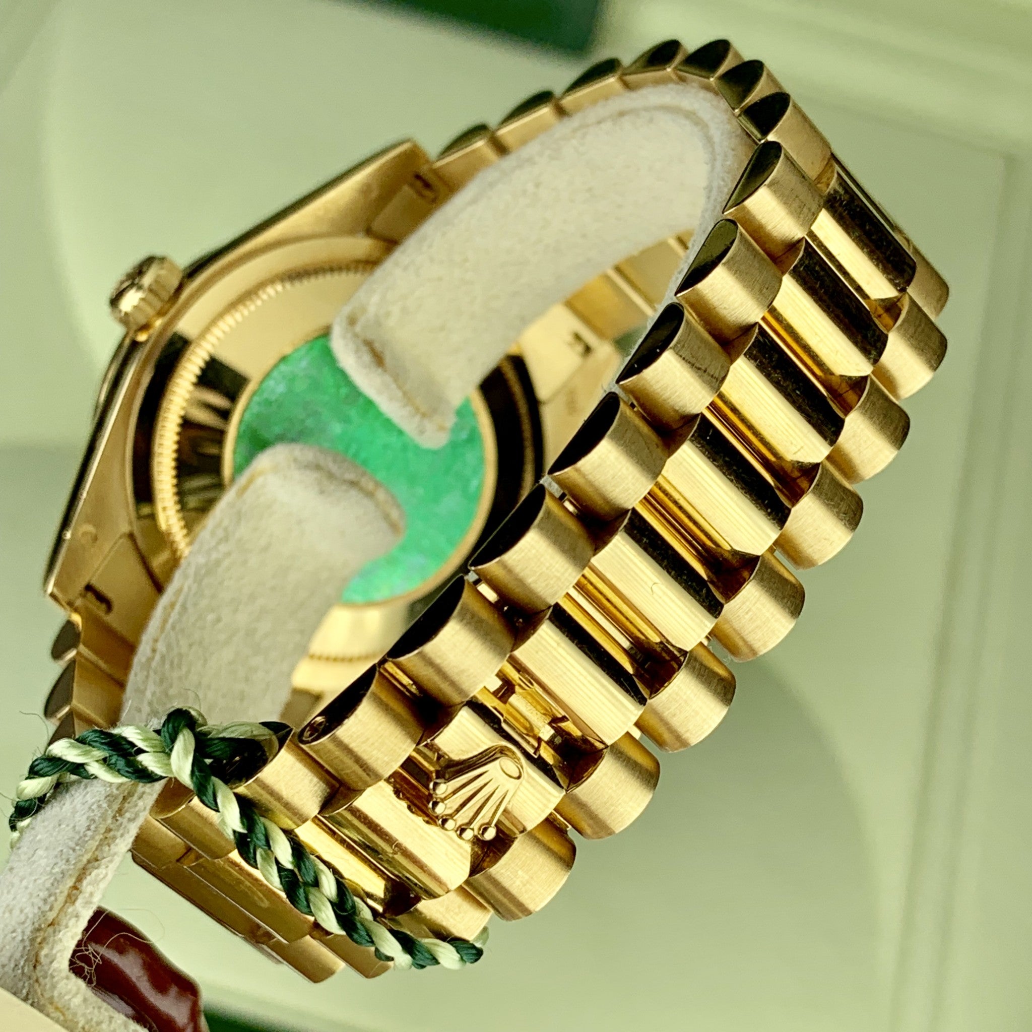 2007 Rolex Day-Date 50th Anniversary 118348 Pave Green Diamond With Box & Card