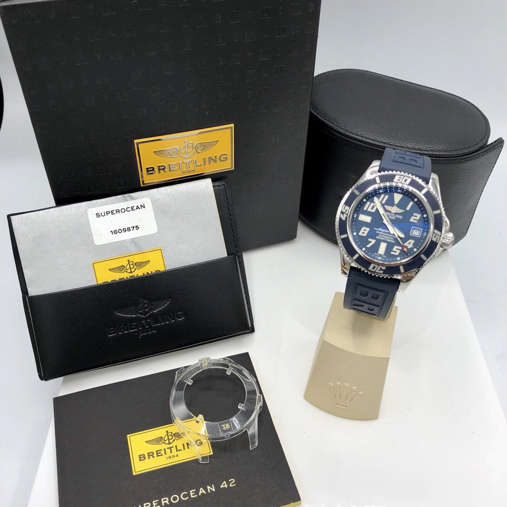 BreItling Super Ocean Blue Limited Edition Mint Condition Box Papers FULL SET