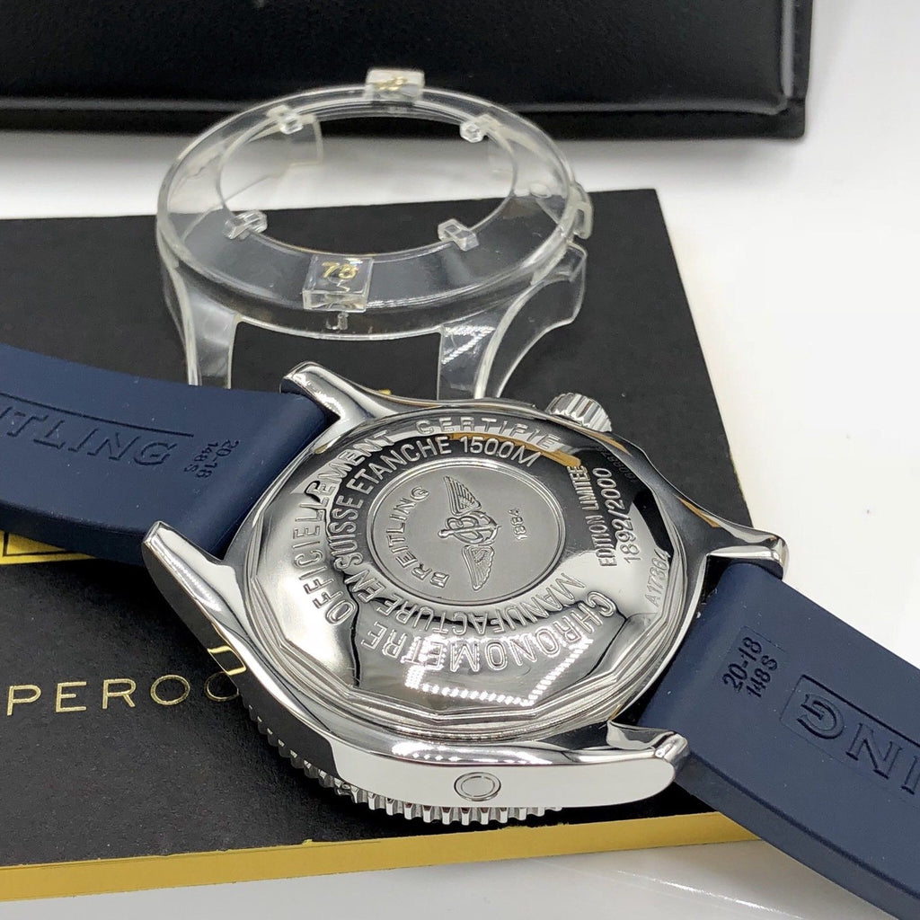 BreItling Super Ocean Blue Limited Edition Mint Condition Box Papers FULL SET