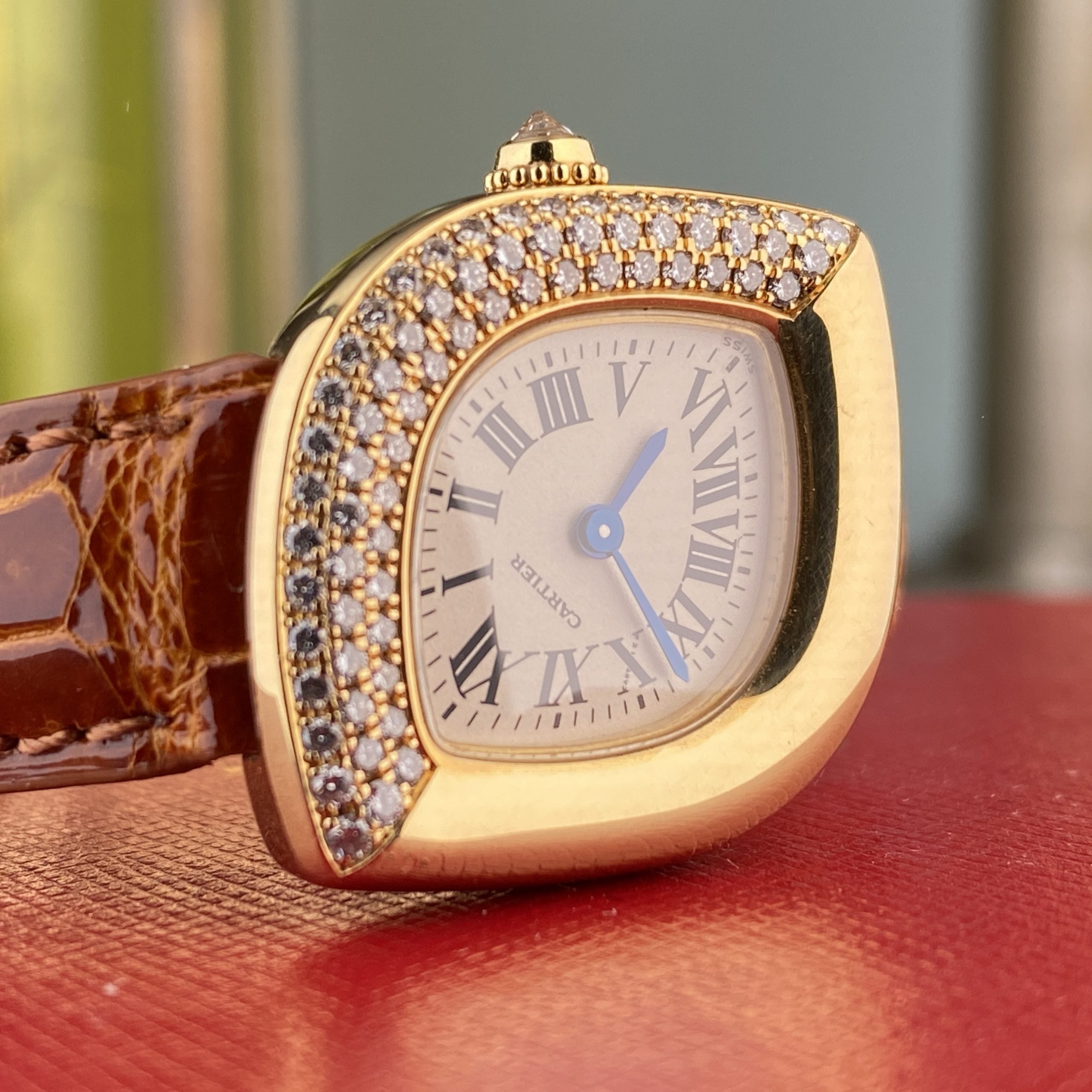 Cartier Navette Ref 2351 Ladies Cocktail Watch 18k Gold with Factory Diamond