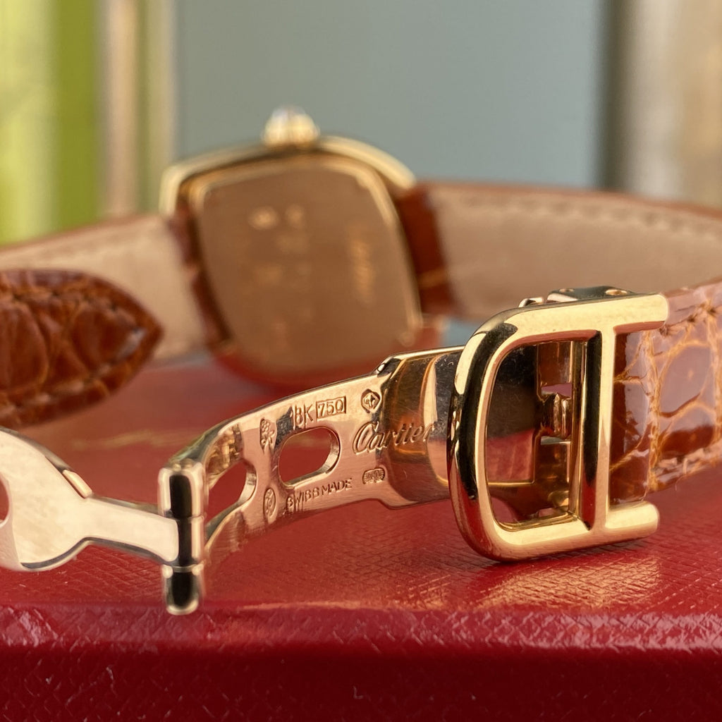 Cartier Navette Ref 2351 Ladies Cocktail Watch 18k Gold with Factory Diamond
