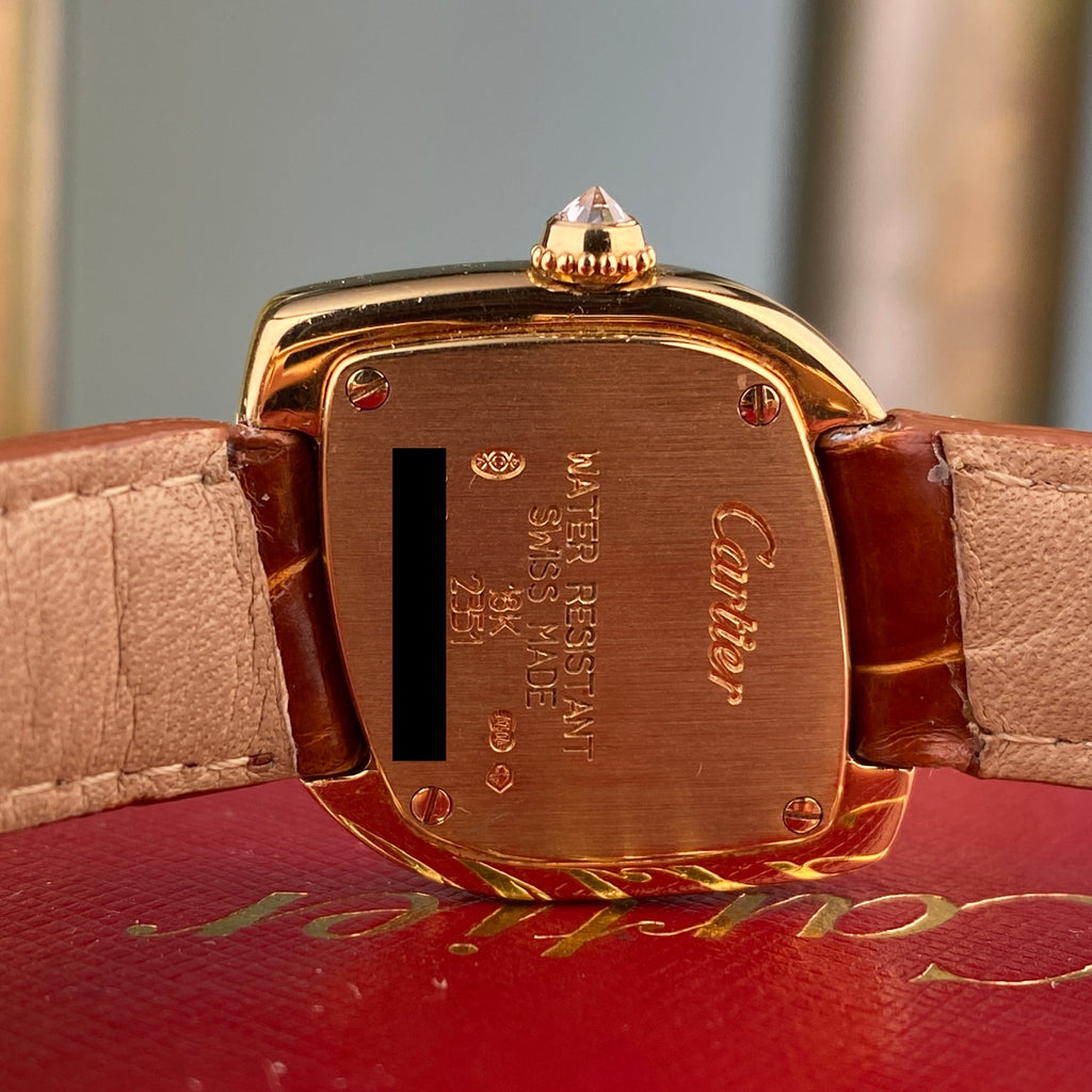 Cartier Navette Ref 2351 Ladies Cocktail Watch 18k Gold with Factory Diamond