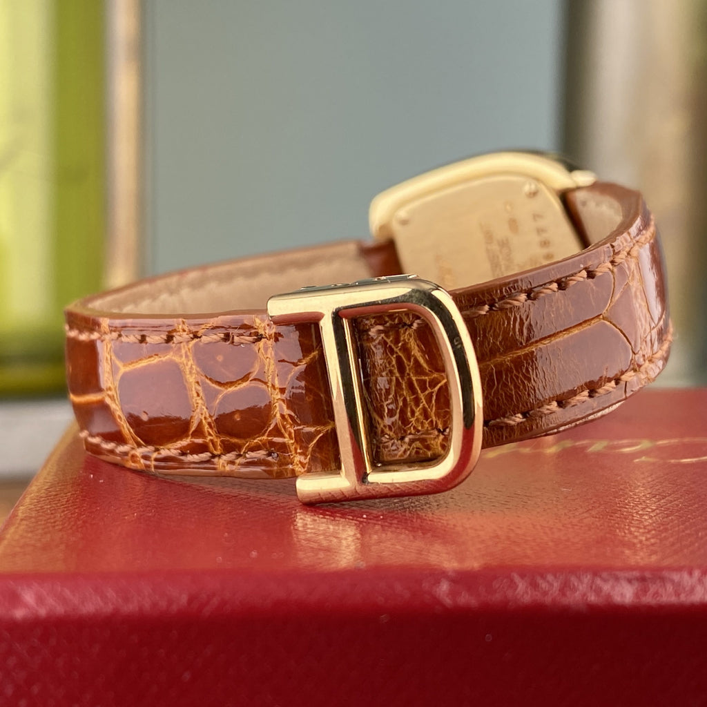 Cartier Navette Ref 2351 Ladies Cocktail Watch 18k Gold with Factory Diamond