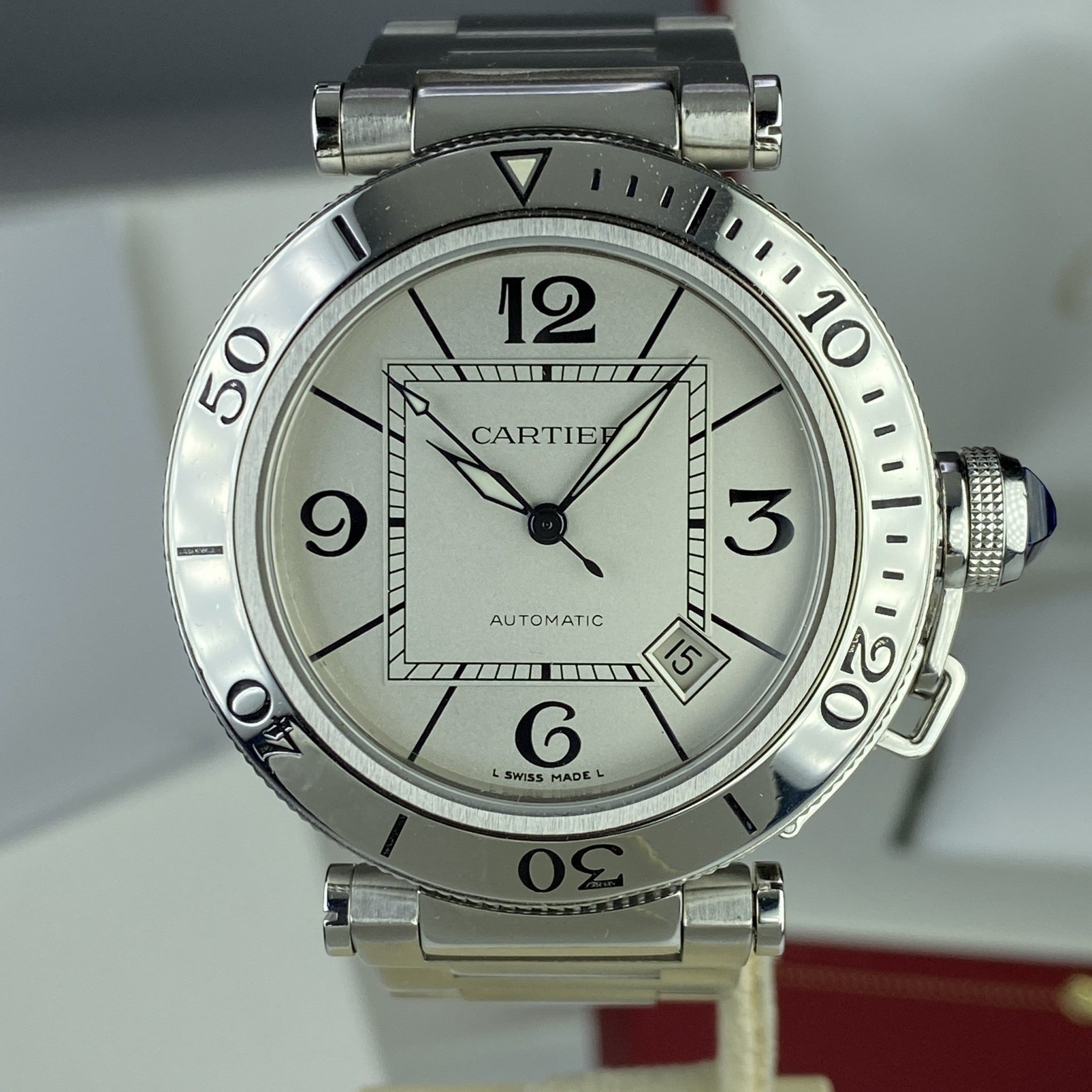 Cartier Pasha Seatimer W31080M7 Silver Dial Automatic  40mm with Box and Booklets