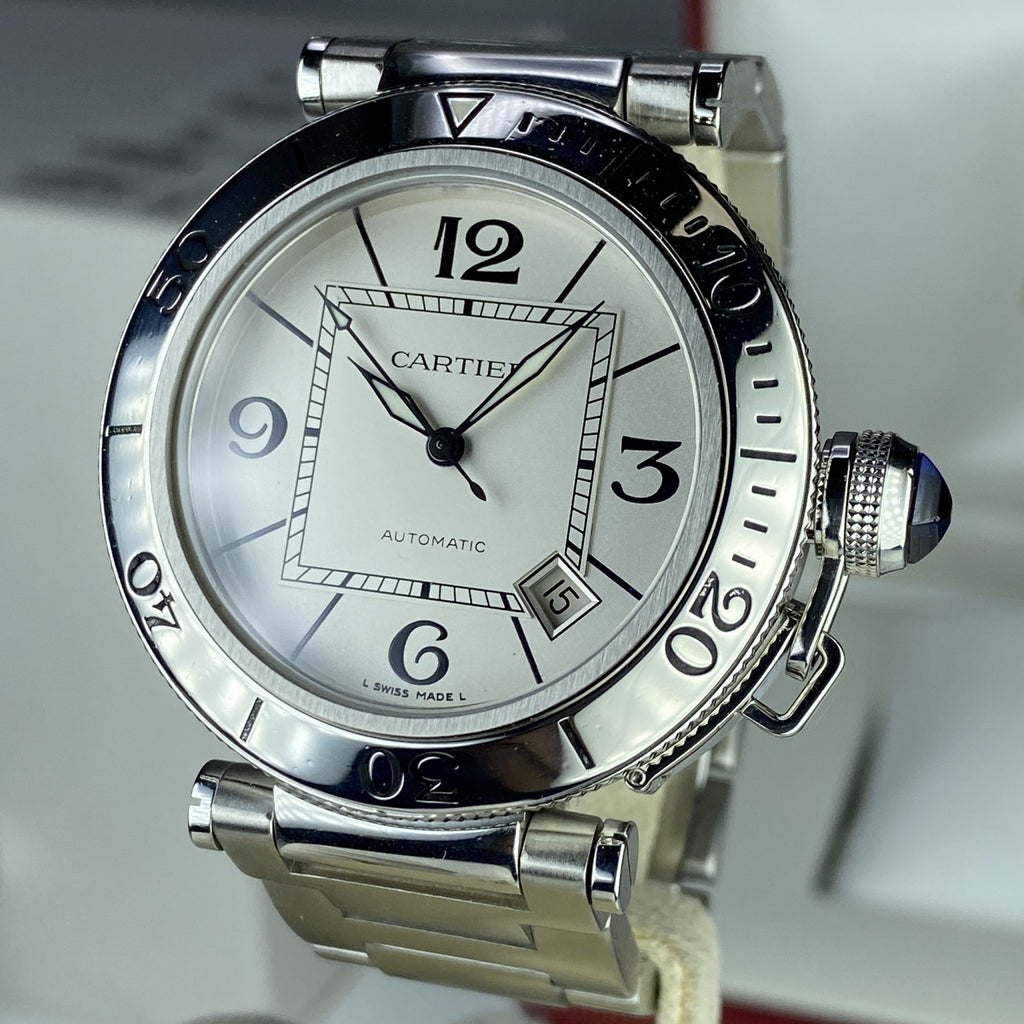 Cartier Pasha Seatimer W31080M7 Silver Dial Automatic  40mm with Box and Booklets