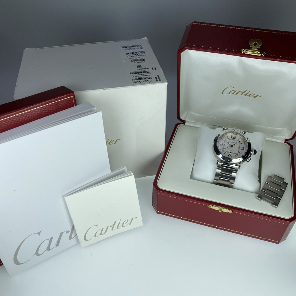 Cartier Pasha Seatimer W31080M7 Silver Dial Automatic  40mm with Box and Booklets