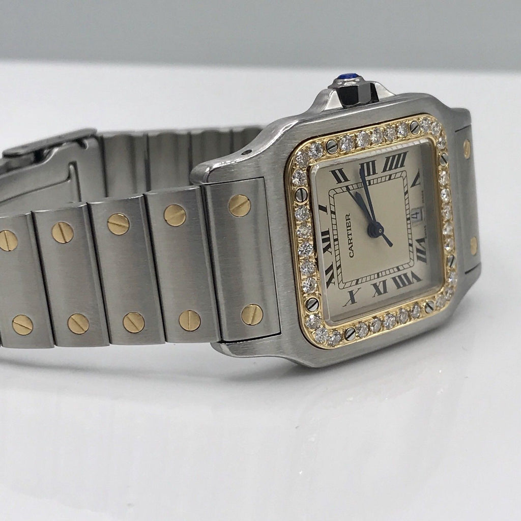 Cartier Santos Solid 18K Gold Bezel With Diamonds bezel Diamond Mint Condition