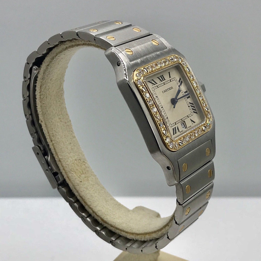 Cartier Santos Solid 18K Gold Bezel With Diamonds bezel Diamond Mint Condition