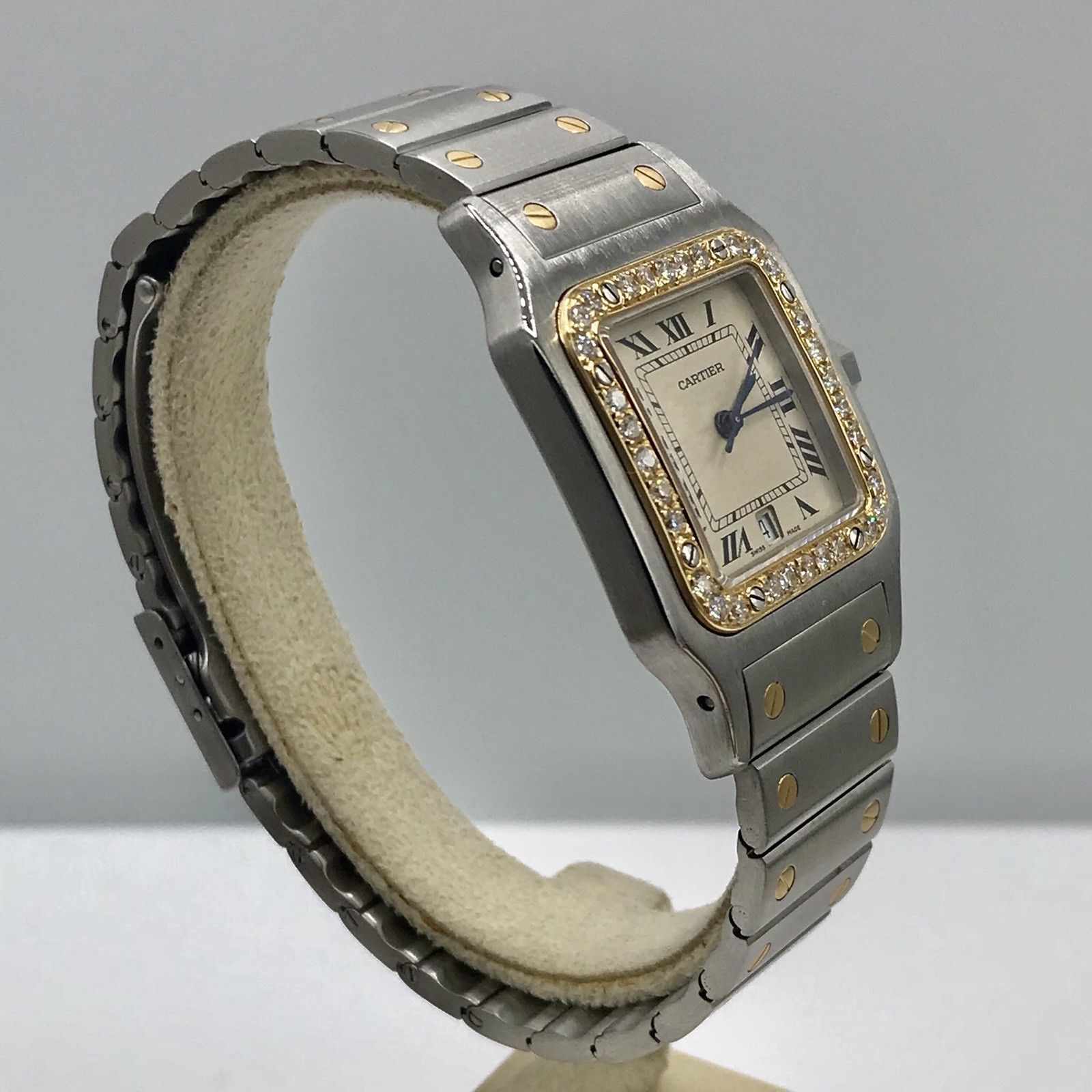 Cartier Santos Solid 18K Gold Bezel With Diamonds bezel Diamond Mint Condition