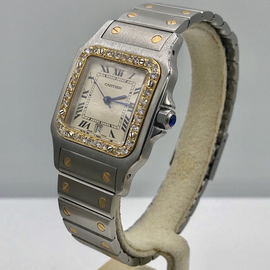 Cartier Santos Solid 18K Gold Bezel With Diamonds bezel Diamond Mint Condition