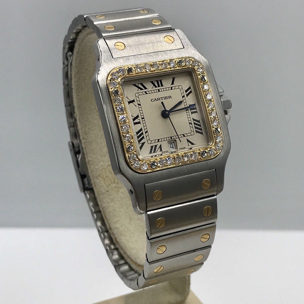 Cartier Santos Solid 18K Gold Bezel With Diamonds bezel Diamond Mint Condition