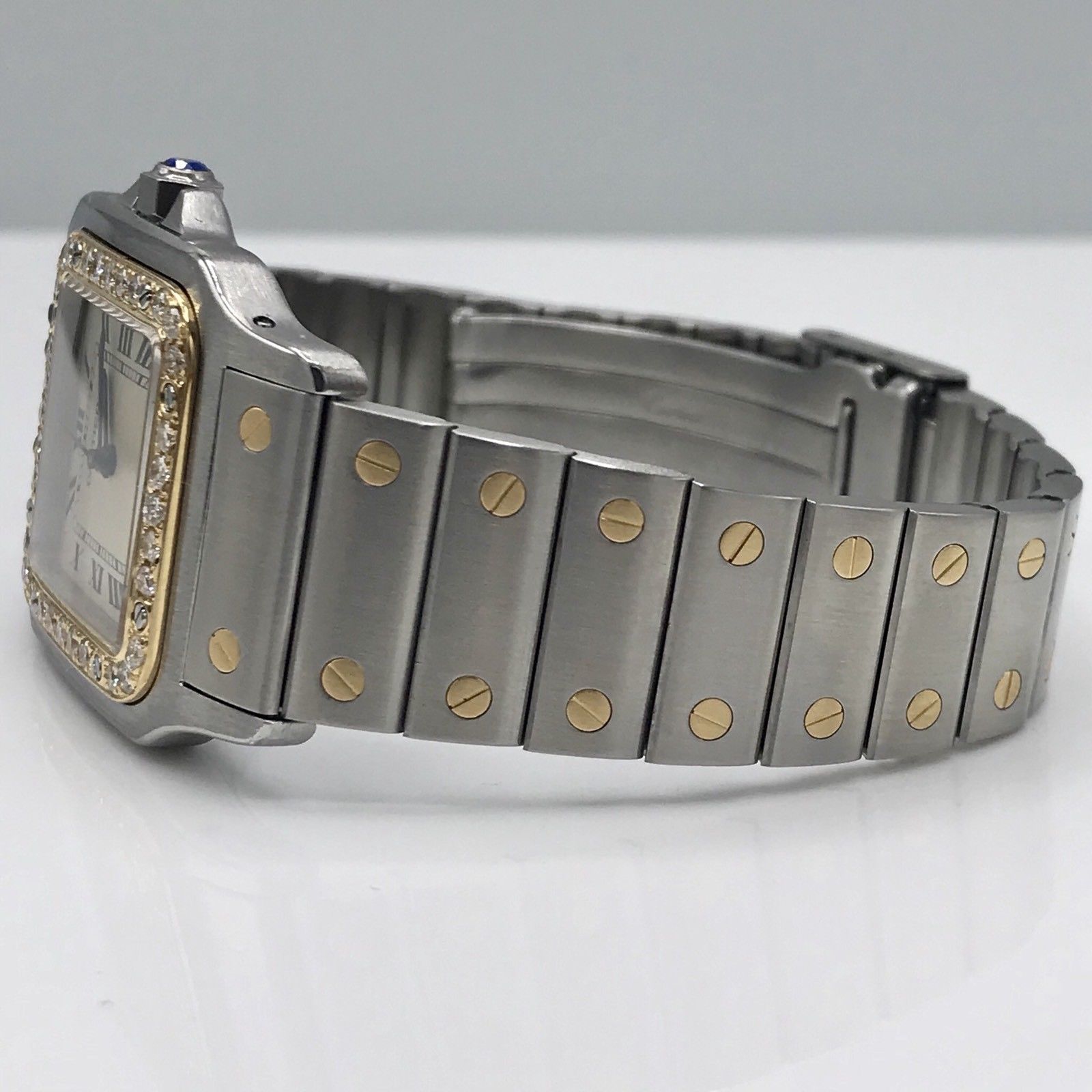 Cartier Santos Solid 18K Gold Bezel With Diamonds bezel Diamond Mint Condition