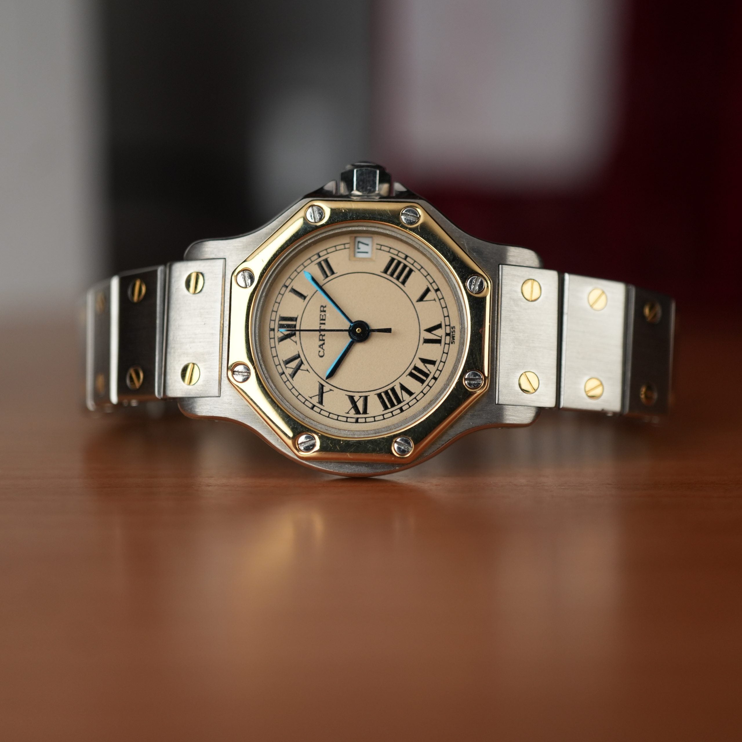 Cartier Santos Octagon Two Tone Ref 187903 Quartz Watch 24mm