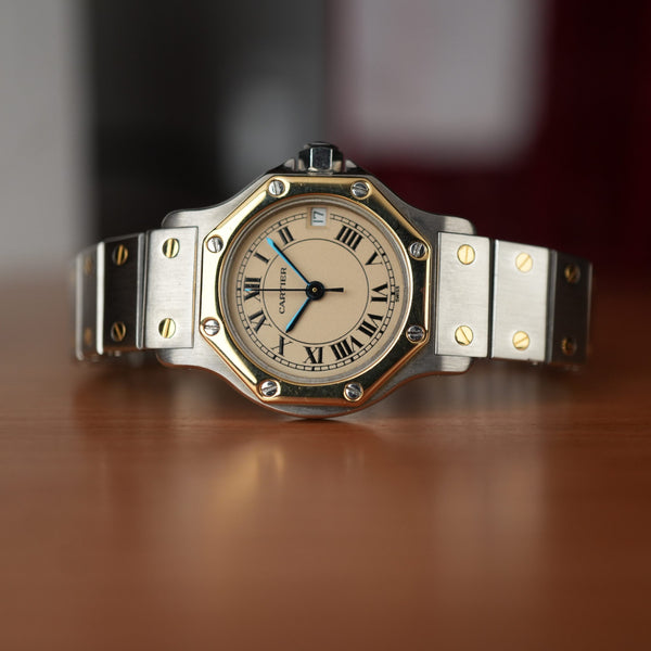 Cartier Santos Octagon Two Tone Ref 187903 Quartz Watch 24mm