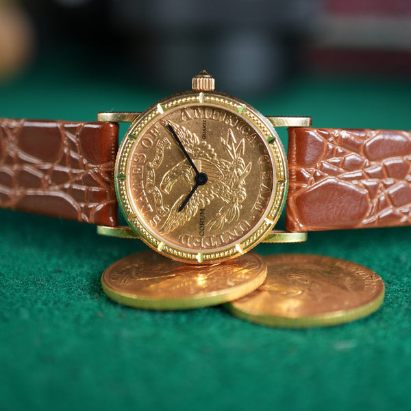 Corum $5 Liberty Coin Ladies Watch  1880 Gold Eagle  18K Yellow Gold  24mm
