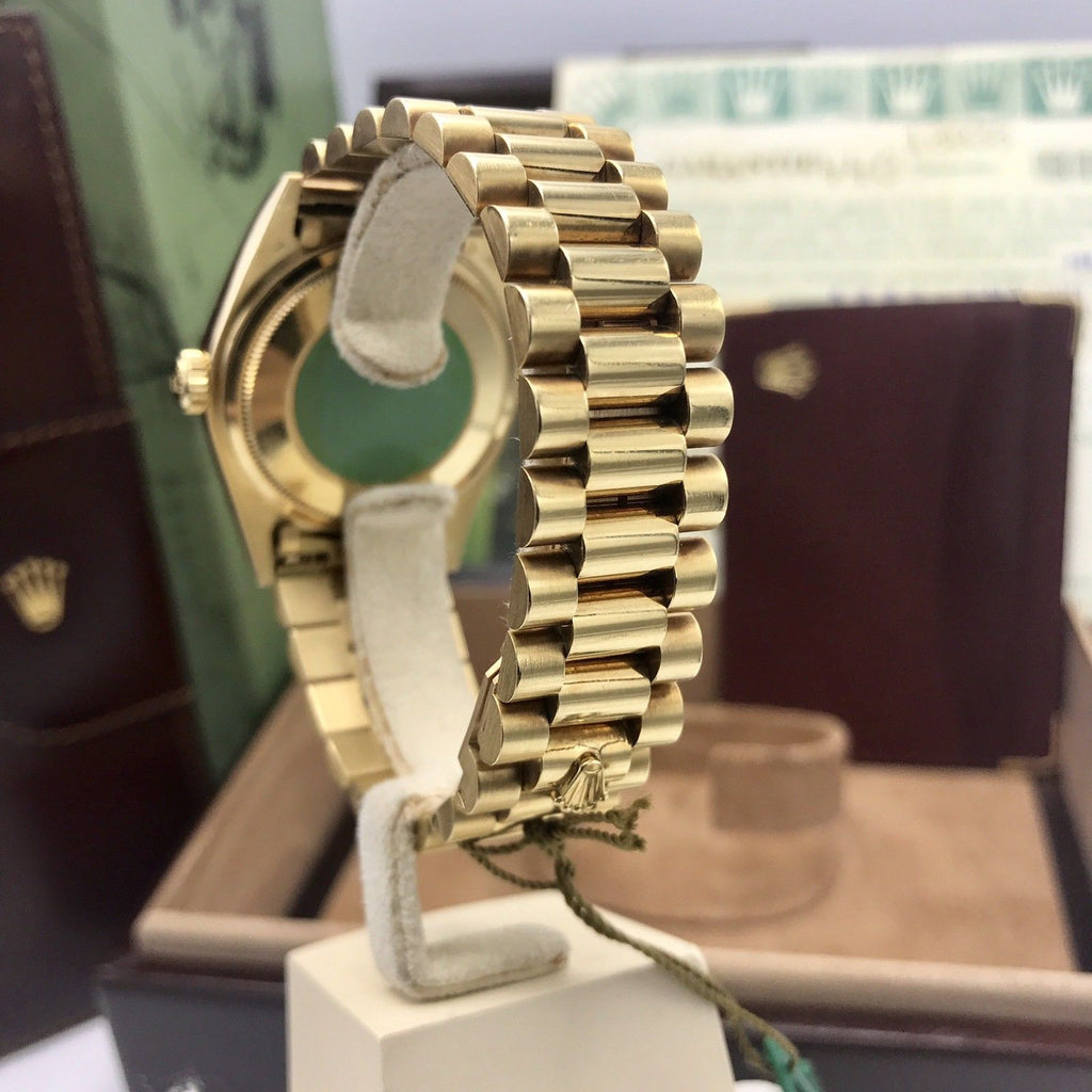 Vintage Rolex Day Date 18038 Solid 18k Gold Blue Diamond Factory Dial Full Set