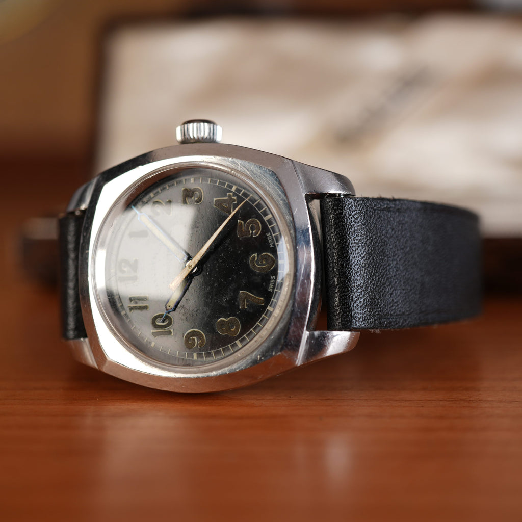 1941 Rolex 3139 Oyster Army Chronometer Black Gilt Dial with Box