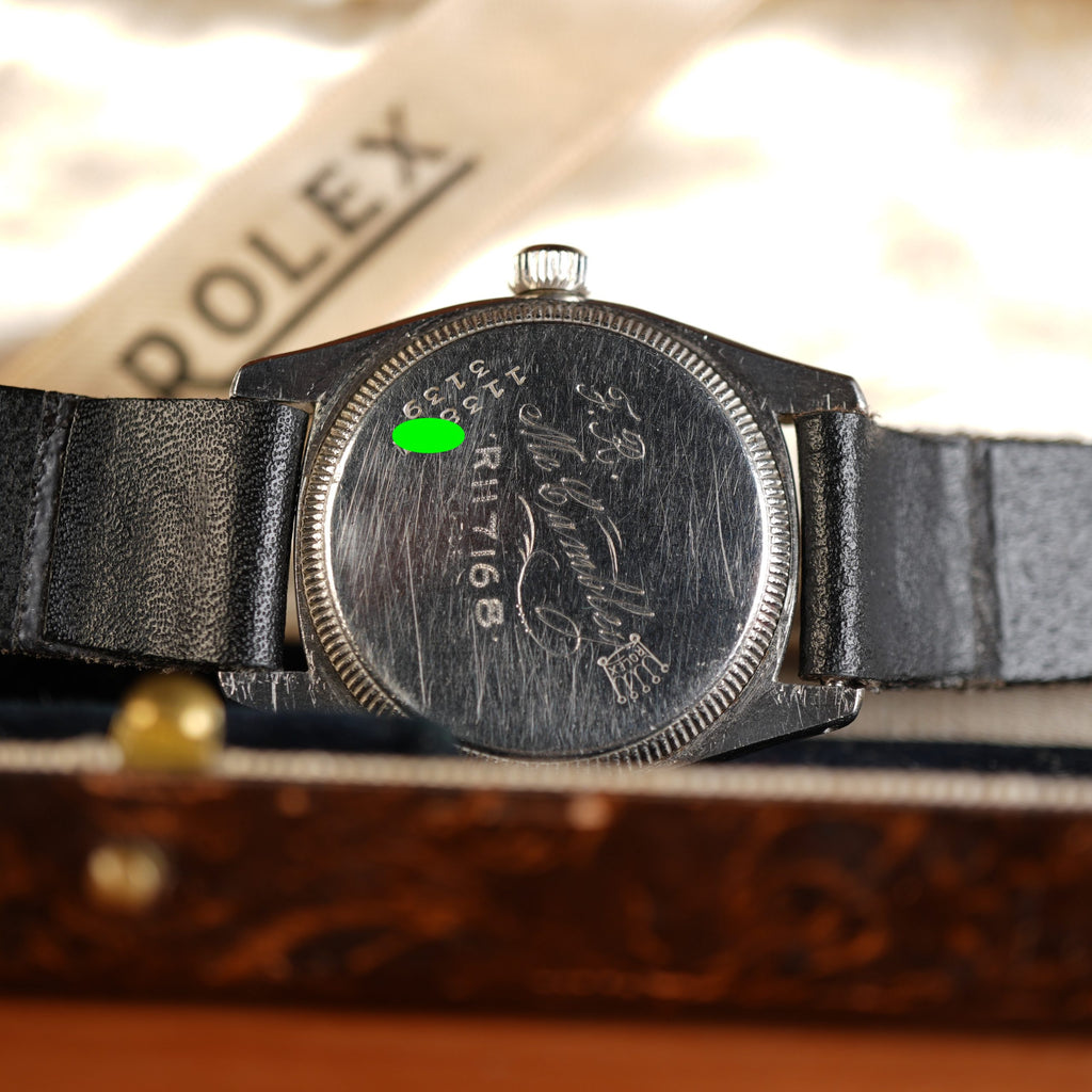 1941 Rolex 3139 Oyster Army Chronometer Black Gilt Dial with Box