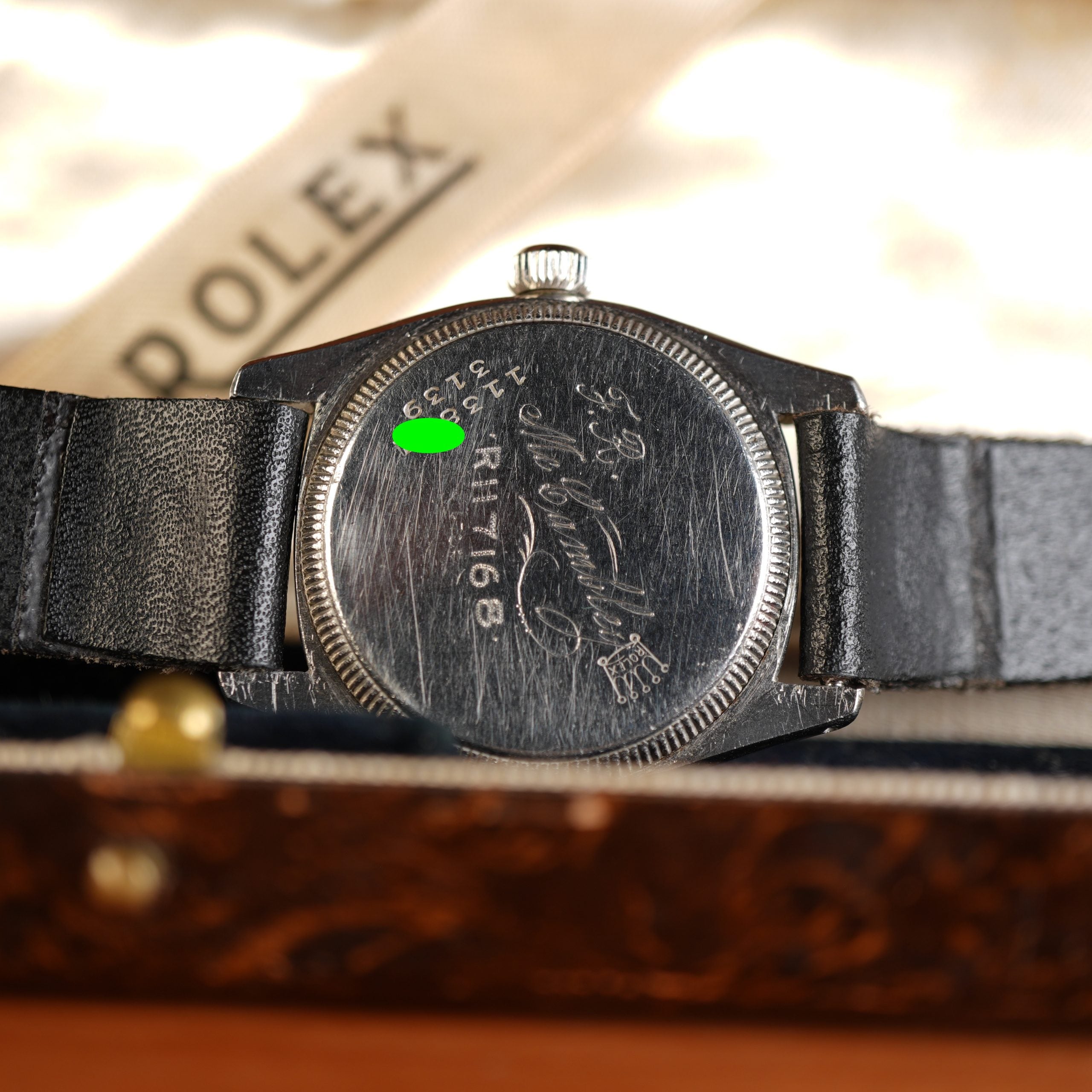 1941 Rolex 3139 Oyster Army Chronometer Black Gilt Dial with Box