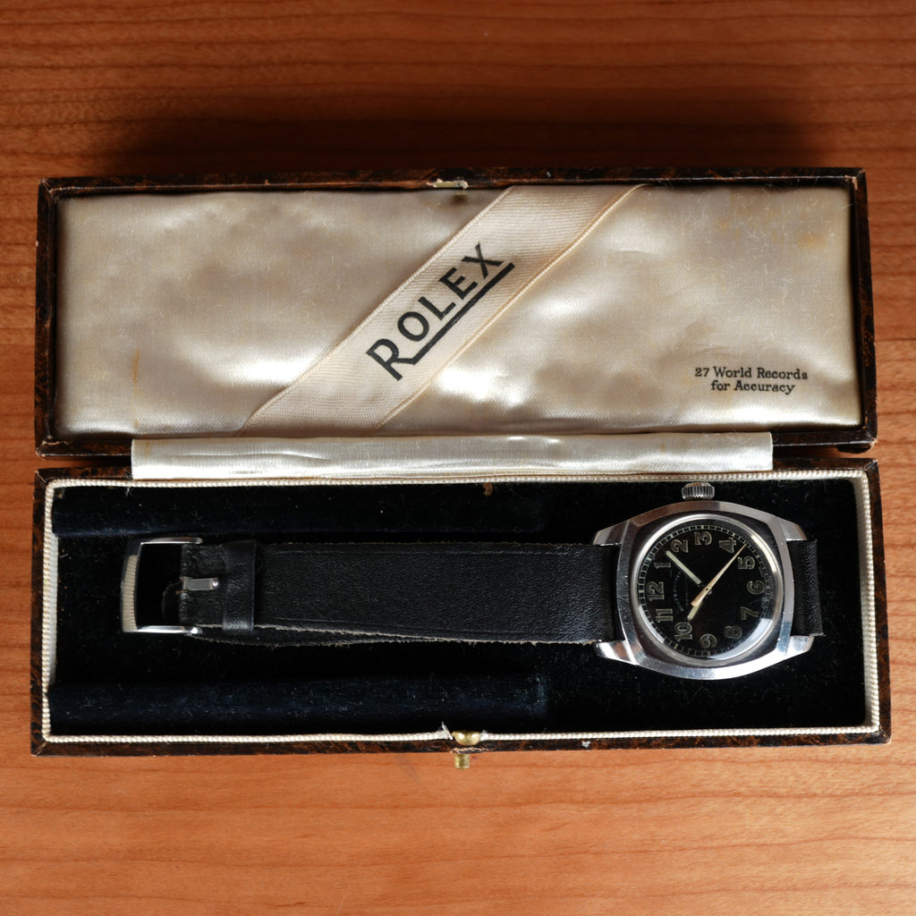 1941 Rolex 3139 Oyster Army Chronometer Black Gilt Dial with Box