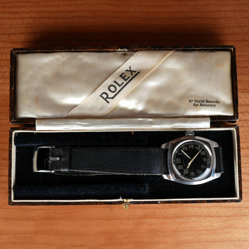 1941 Rolex 3139 Oyster Army Chronometer Black Gilt Dial with Box