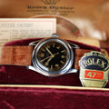 1942 Rolex 3136 Oyster Black Gilt Dial Full Set Box and Papers