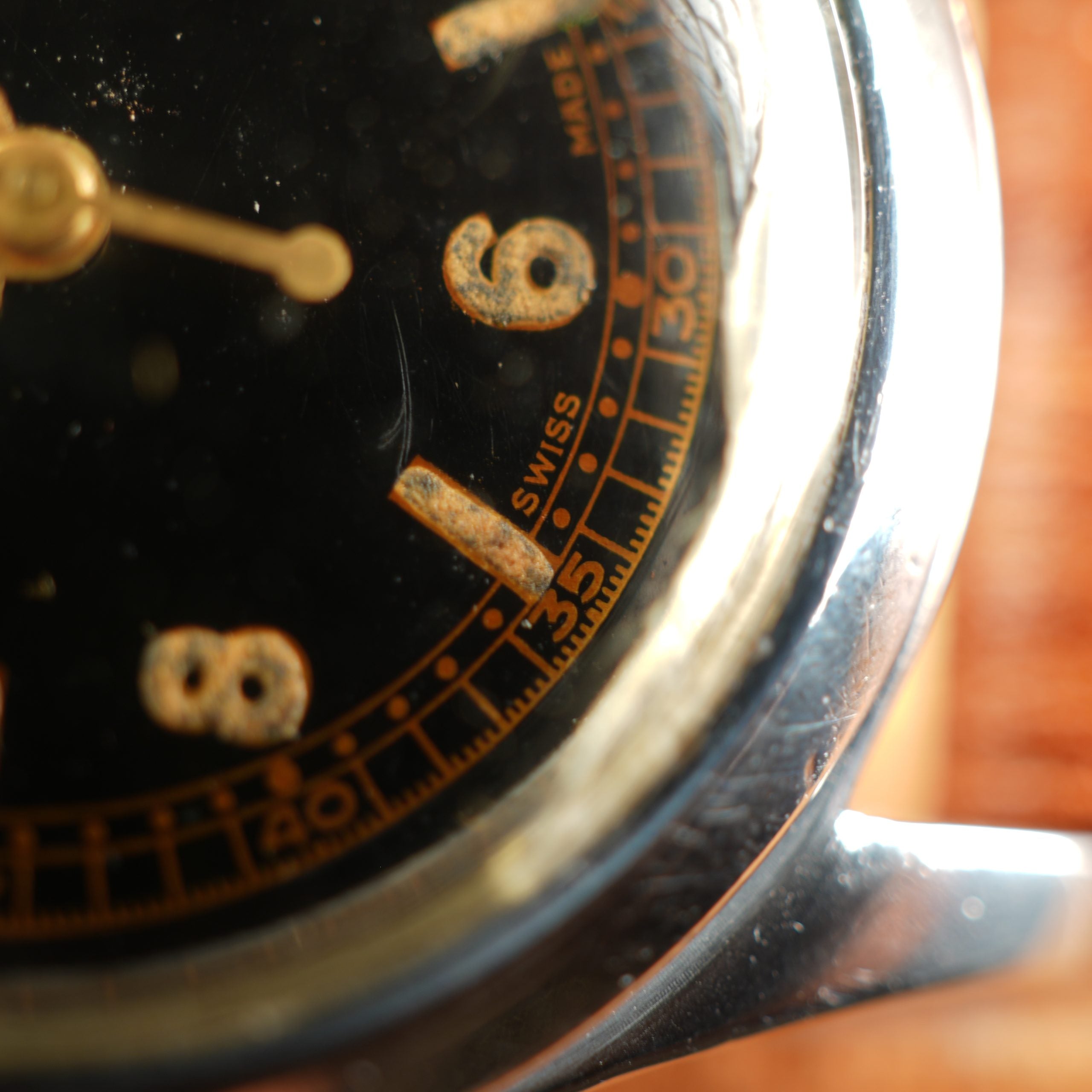 1942 Rolex 3136 Oyster Black Gilt Dial Full Set Box and Papers