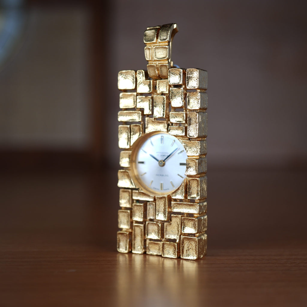 Vintage STREBEL Swiss Pendant Watch Manual Wind Gold Plated Original Dial