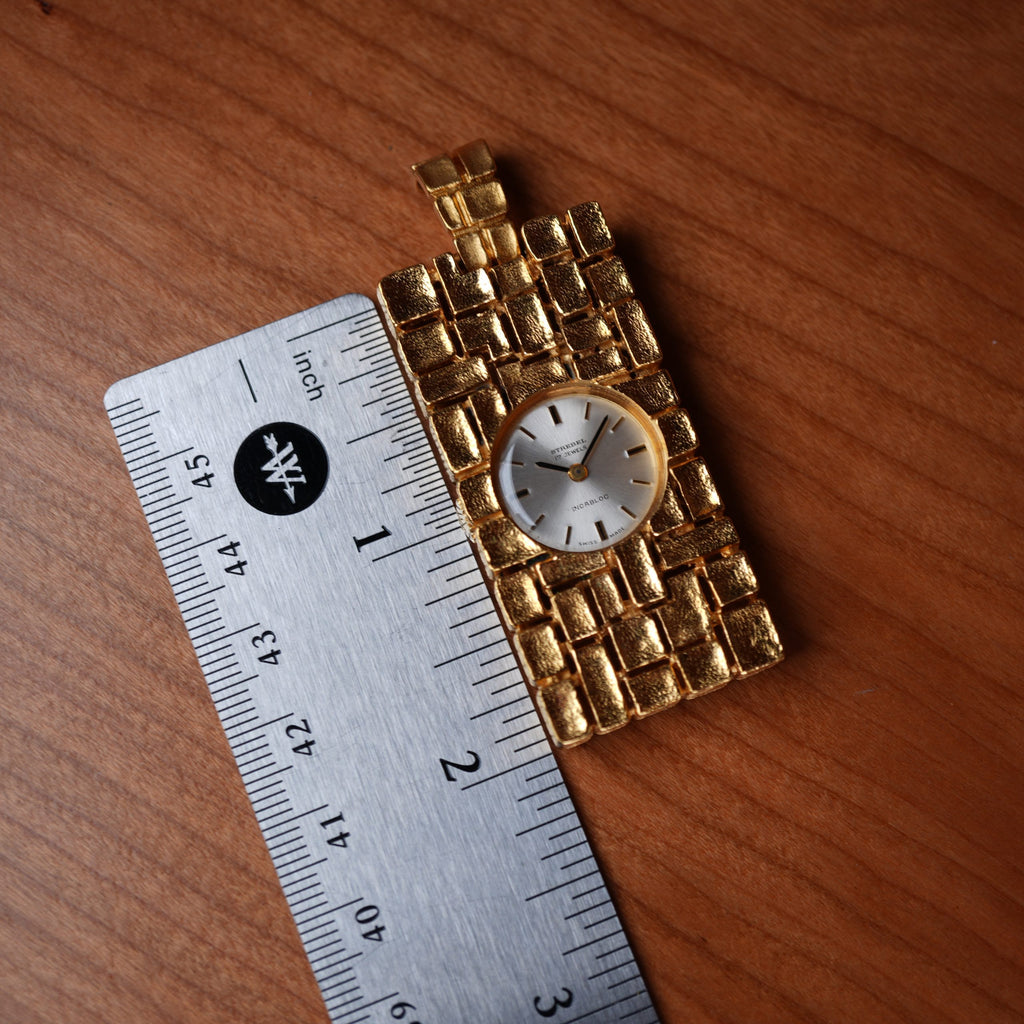 Vintage STREBEL Swiss Pendant Watch Manual Wind Gold Plated Original Dial