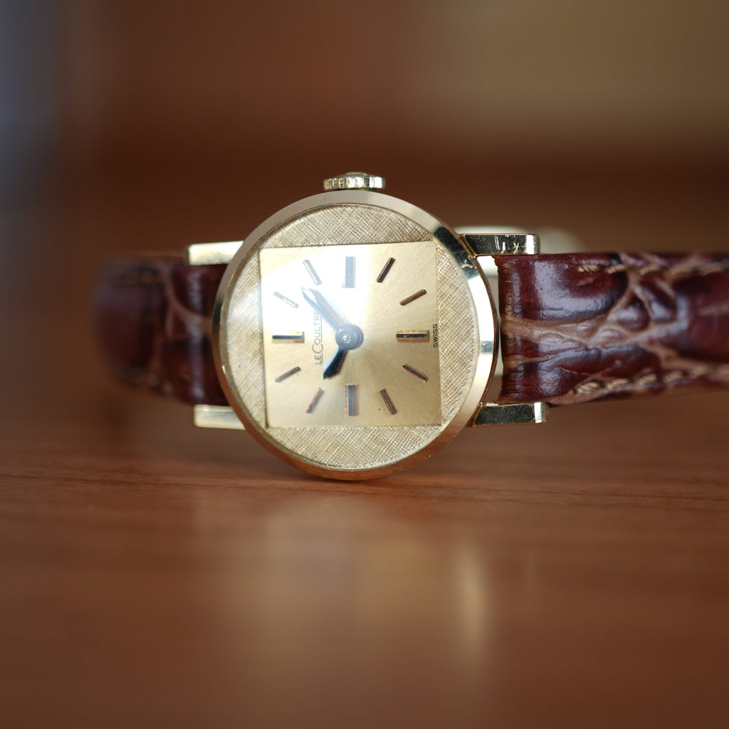 1960’s Jaeger-LeCoultre 642 Ladies 14K Gold Mid-Century Dress Watch Original Dial Freshly Serviced