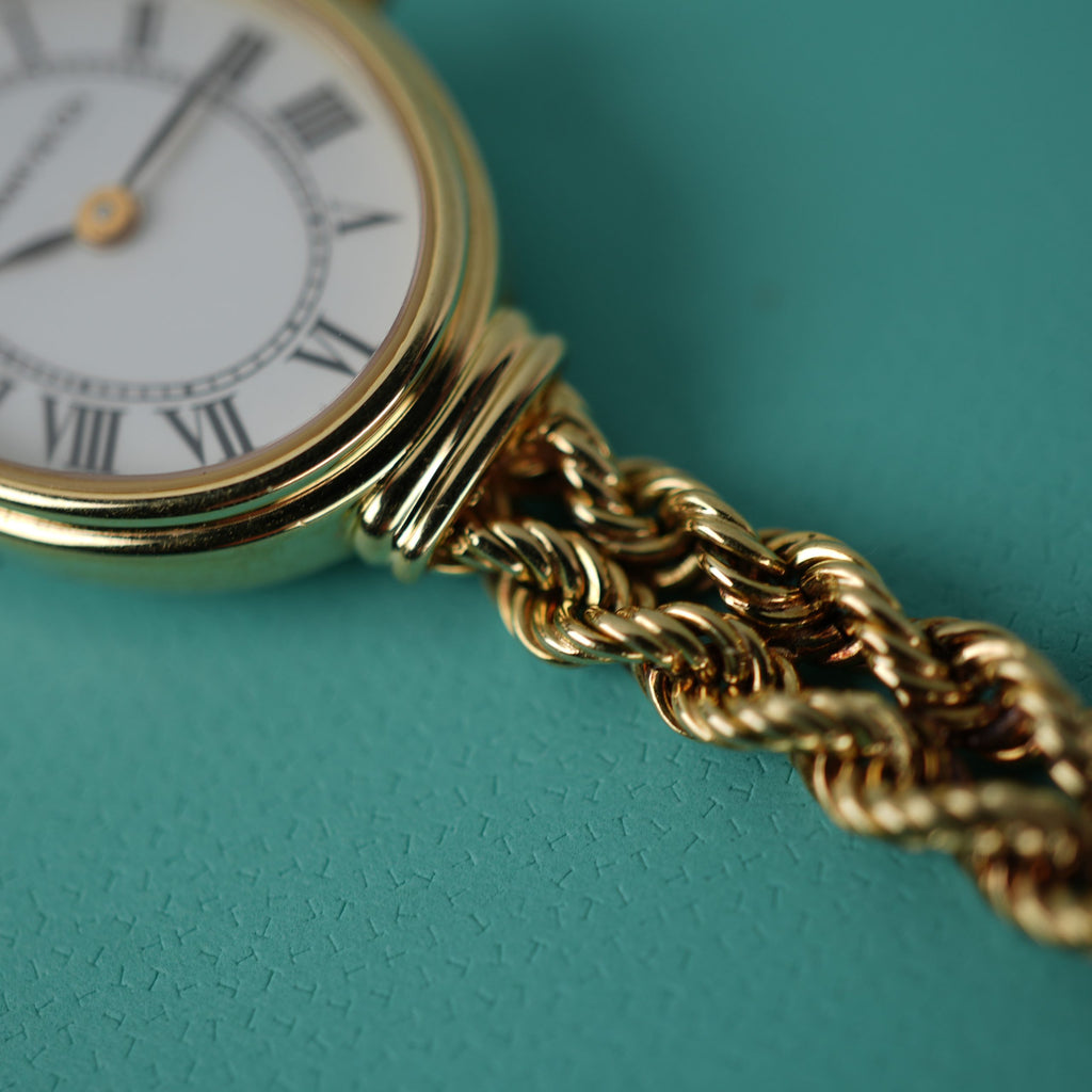 Tiffany & Co. 14k Solid Gold Ladies Watch Oval Roman Dial Mesh Bracelet
