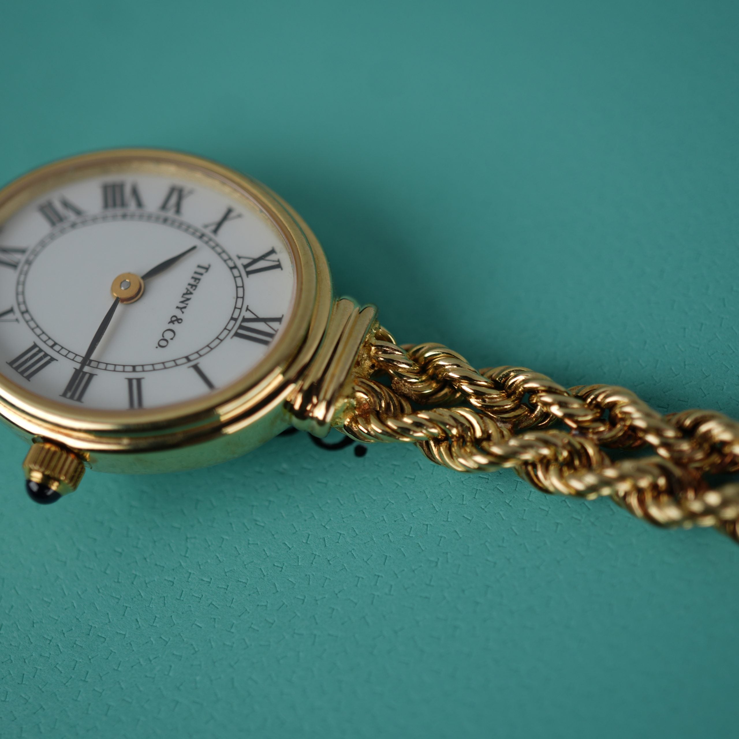 Tiffany & Co. 14k Solid Gold Ladies Watch Oval Roman Dial Mesh Bracelet