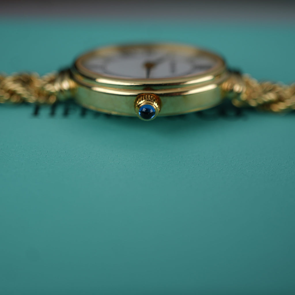 Tiffany & Co. 14k Solid Gold Ladies Watch Oval Roman Dial Mesh Bracelet