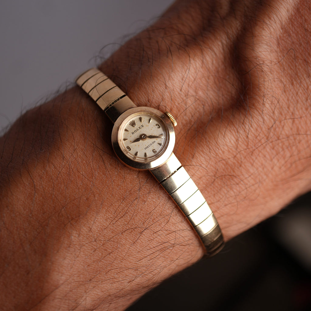 1960’s Rolex Precision Ladies Solid Gold Bracelet Watch with Original Box