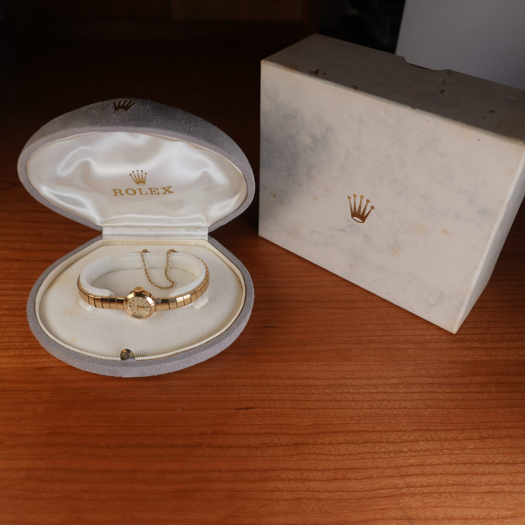 1960’s Rolex Precision Ladies Solid Gold Bracelet Watch with Original Box