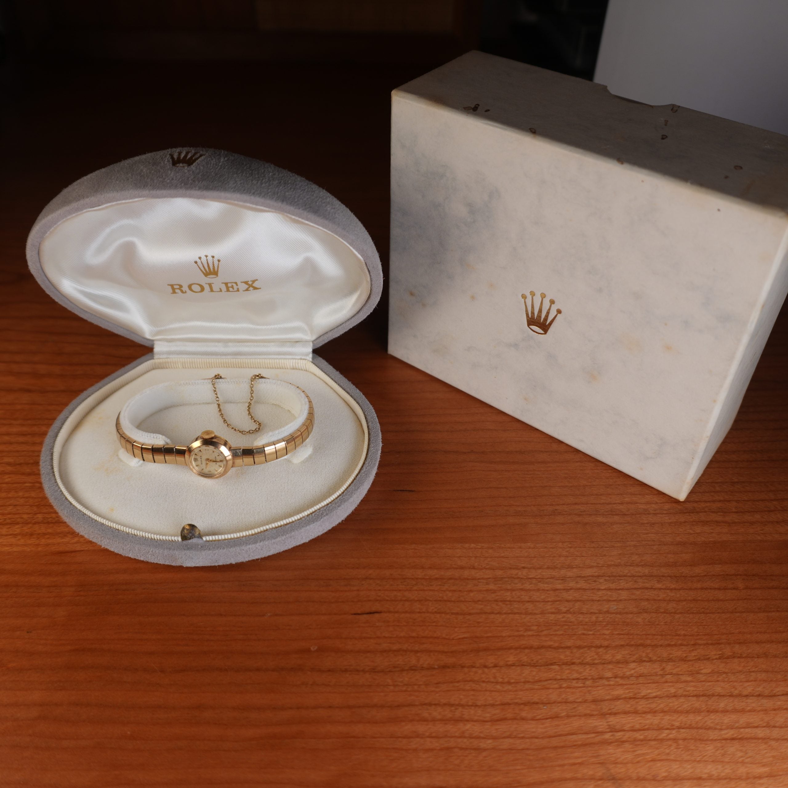 1960’s Rolex Precision Ladies Solid Gold Bracelet Watch with Original Box