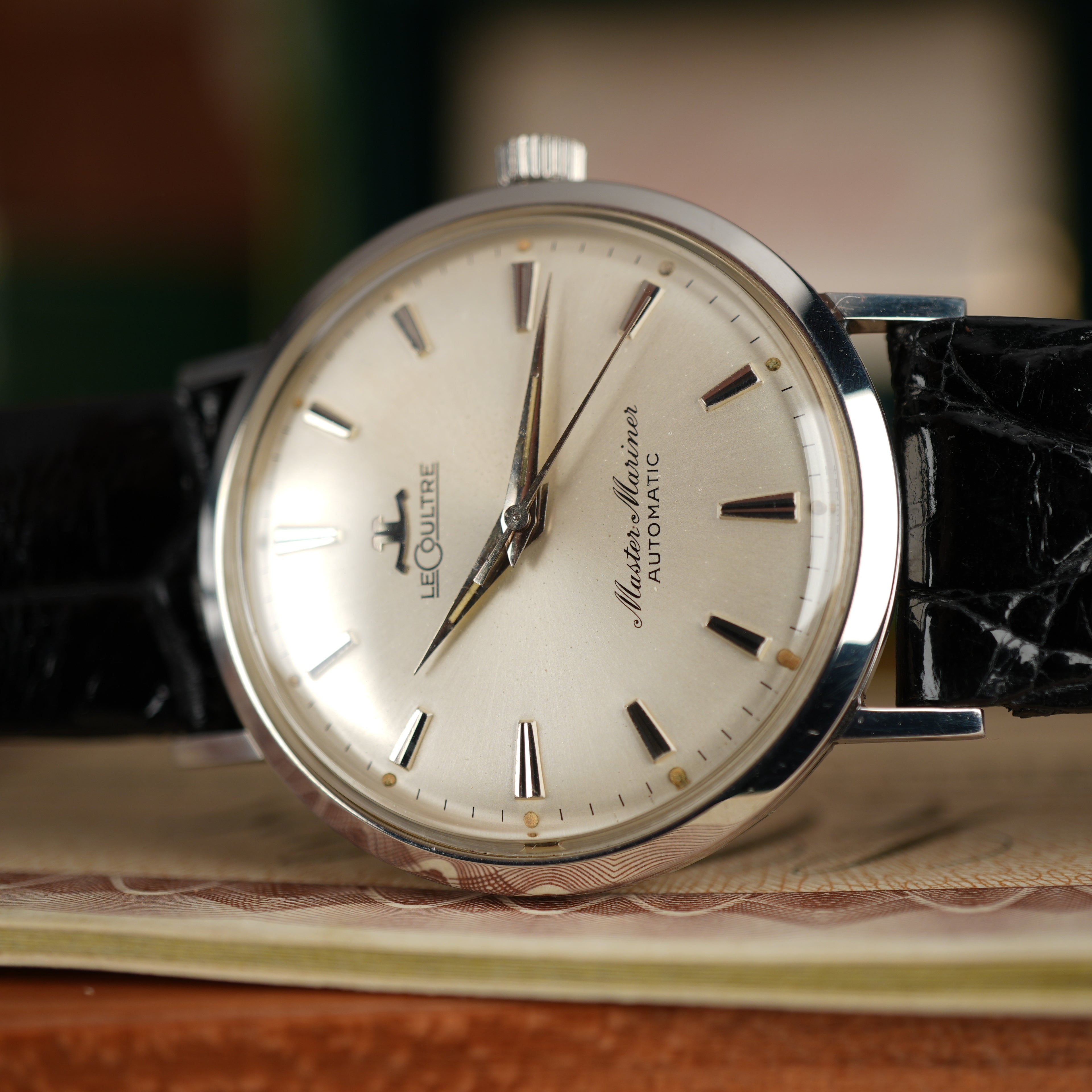 1961 LeCoultre Master Mariner Automatic Complete Set Box and Papers Unpolished