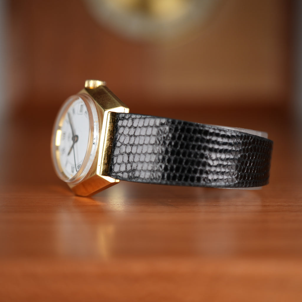 1970’s Bucherer Ladies Watch Manual Date Gold Unique Hexagonal Case
